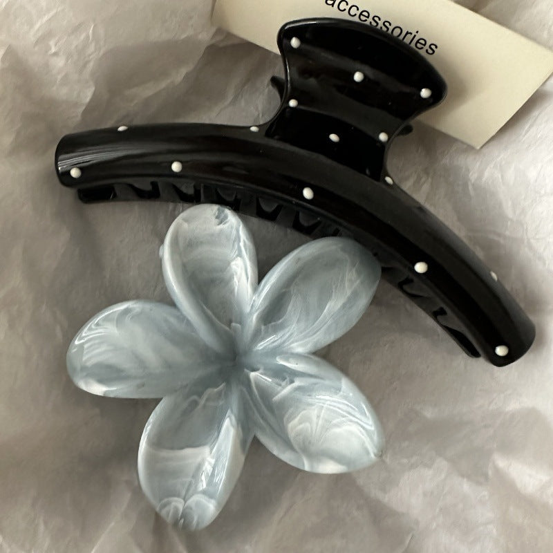 Japanese style classy cute transparent white polka dot fashion multi-hair sweet large size back of head shark girl hairpin hair accessories