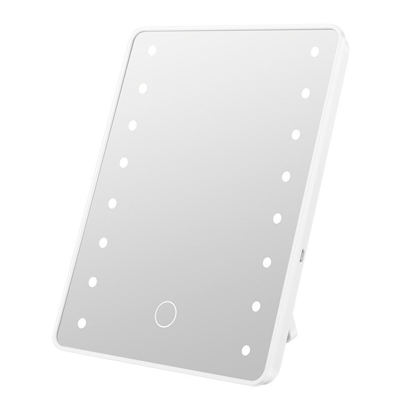 Led makeup mirror with light, desktop home vanity mirror, tabletop sensor folding plastic storage home glass mirror