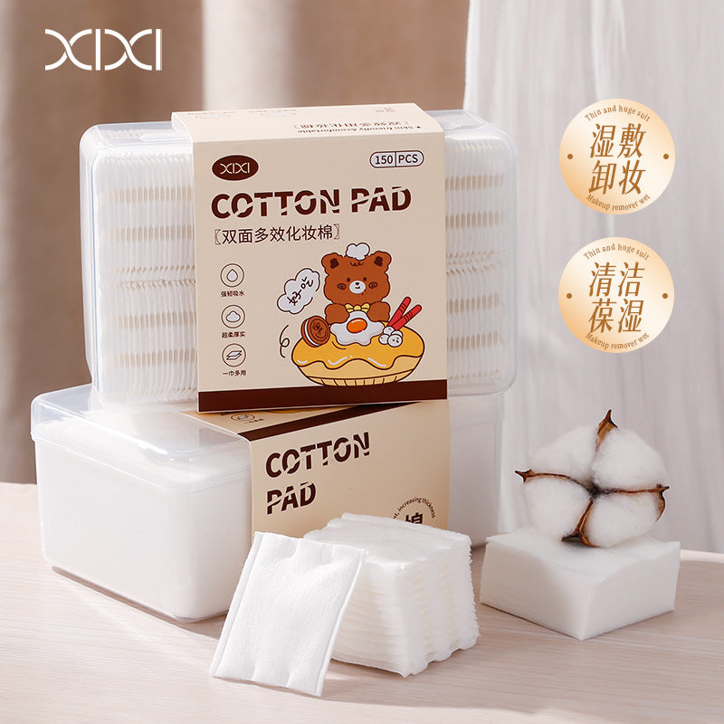 Xixi double-sided multi-effect cotton pads, deep cleansing facial lip makeup remover cotton pads, wet and dry use wet compress cotton pads
