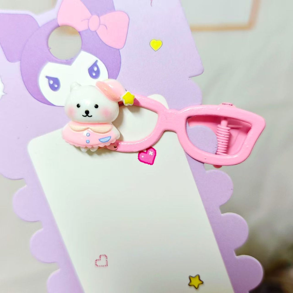 Wholesale cartoon self-deprecating bear hair clips sweet hair accessories headwear girly cute girls cartoon hairpins glasses