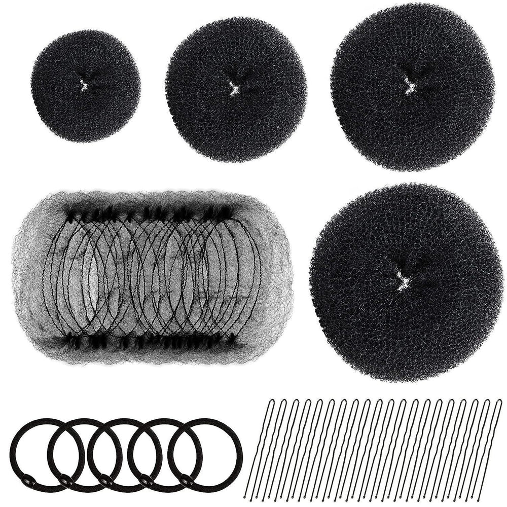 Invisible hair net donut rubber band u-shaped clip hair set ball head net bag 49-piece set small roll