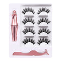 Magnetic false eyelash glue set - 4 pairs of dramatic magnetic eyelashes, glue-free, reusable, thick, european & american style false eyelashes