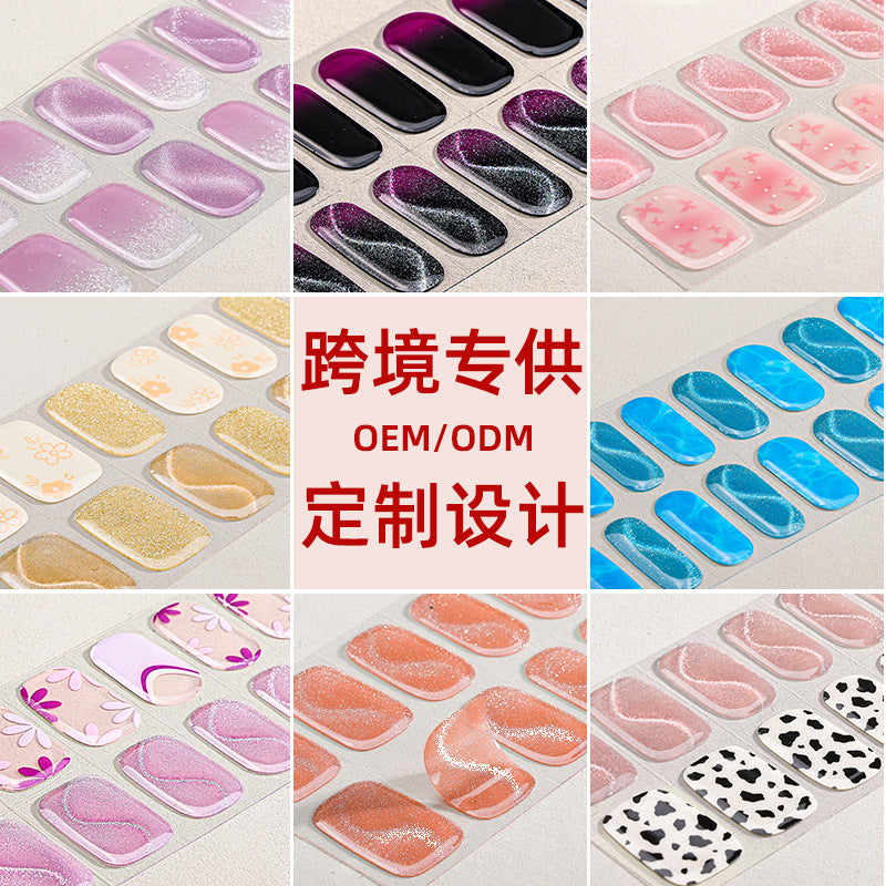Zhengxiang custom gel nail stickers - waterproof uv gel therapy nail art stickers - 3d glitter, cat eye, and sparkle nail decals - european & american style
