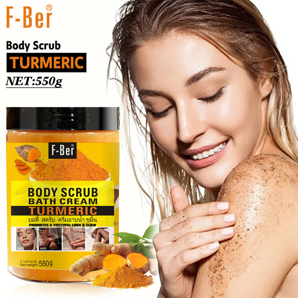 turmeric scrub deep cleansing exfoliating brightening body scrub bubble bath salt 550g