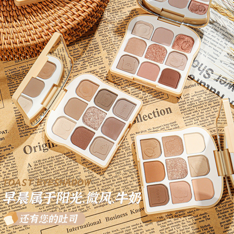 Novo sunny & soft toast eyeshadow palette - shimmer, matte, fine glitter, earth tones - student-friendly & affordable