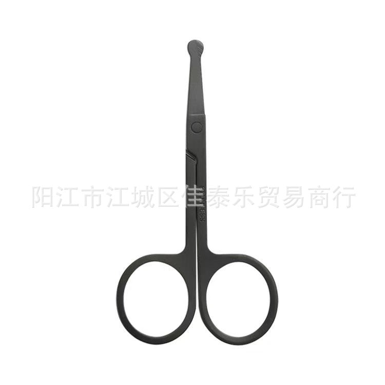 Stainless steel black nose hair scissors, beauty scissors, pointed stainless steel eyebrow trimming scissors, dead skin remover scissors, eyebrow scissors