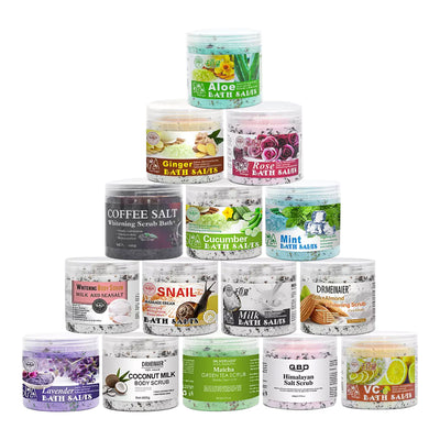 lemon rose milk bath salt - gentle cleansing, exfoliating, and mud scrub with rose petal fragrance - 680g