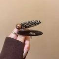 Small gold label letter leopard print duckbill clip one-word clip hairpin casualretro style side clip bangs clip hairpin hair accessories