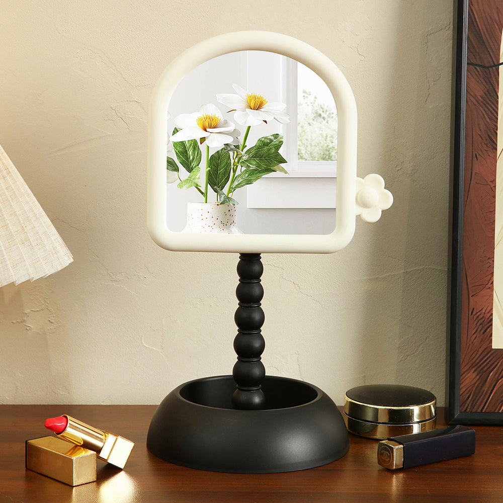 Cosmetic mirror dormitory desktop rotatable home with base square princess mirror portable plastic storage for home mirror