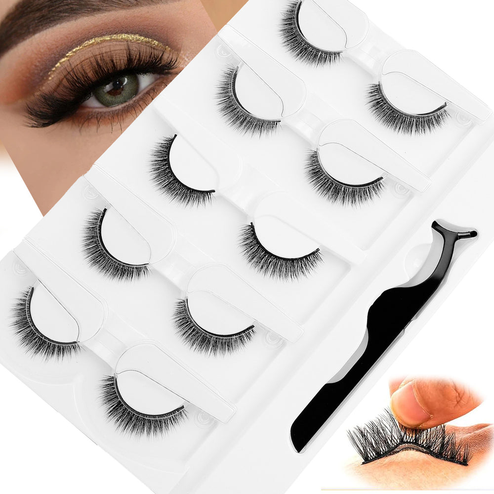 Ready-to-ship, glue-free, self-adhesive false eyelashes from the manufacturer. wholesale multi-pair, one-piece, long and slender black band false eyelashes with adhesive strip for lazy users