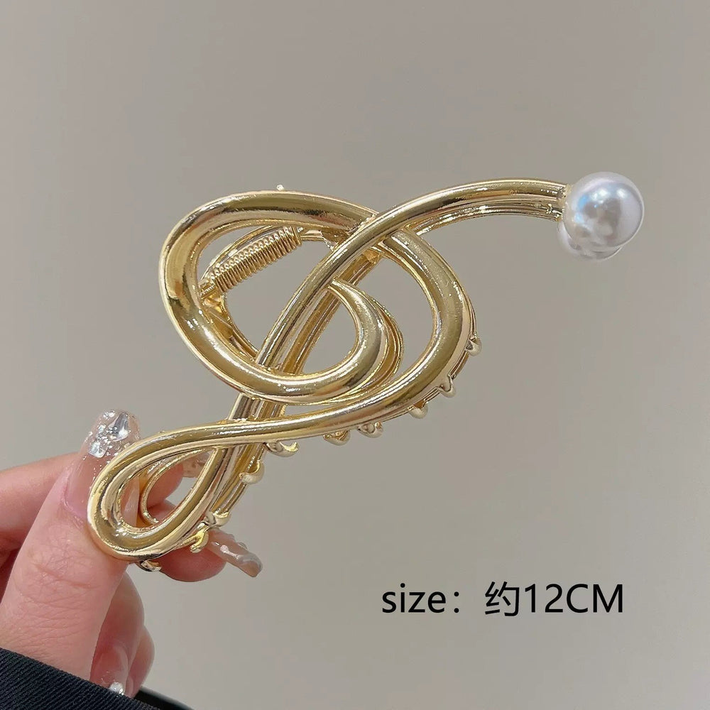 Half-tied hair cut out metal medium-sized gripper for women's high ponytail exquisite back hairpin classy elegant shark clip