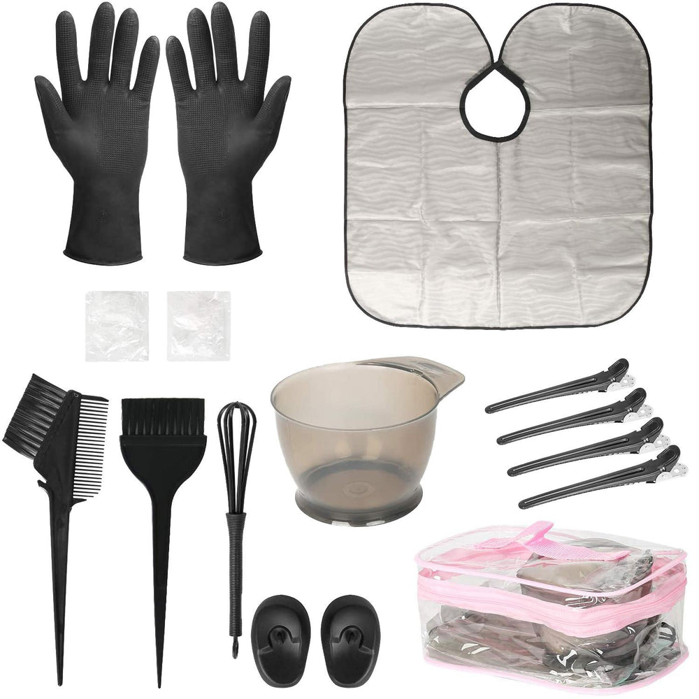 fourteen-piece hair dyeing tool set, hair dyeing brush, oil baking bowl, stirring stick, earmuffs, disposable shawl gloves