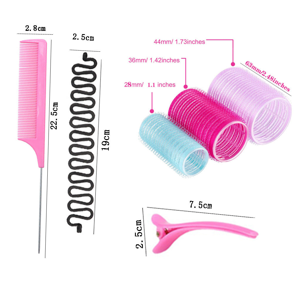 33-piece bangs curling barrel curling iron heatless curling styling tool hairdressing supplies steel needle tip tail comb fishbone braid