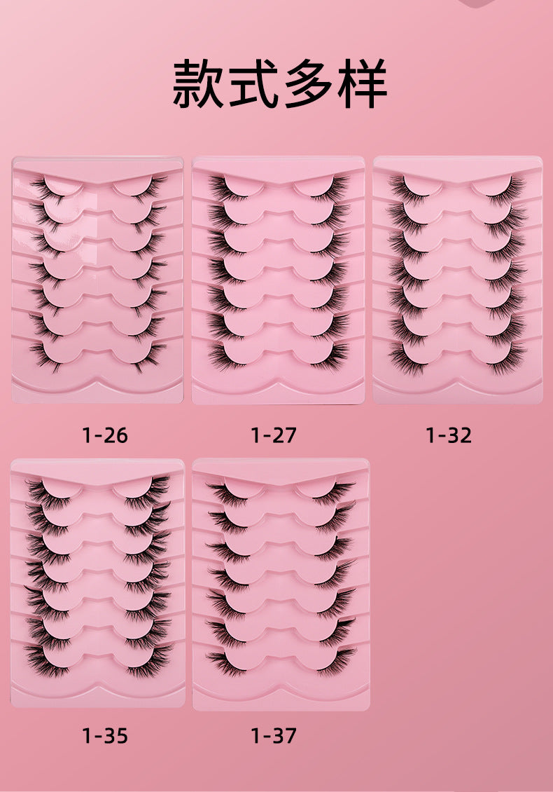 Hard stem false eyelashes glue type one piece cross-border fox half eye eyelashes 3dstereo personalized oem factory