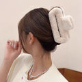 Fall and winter gripper coffee color large square stuffed hair clip for women's back of head hair clip shark clip hairpin headwear