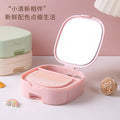 Portable desktop organizer with hd makeup mirror - foldable dorm room tabletop plastic home mirror for jewelry storage