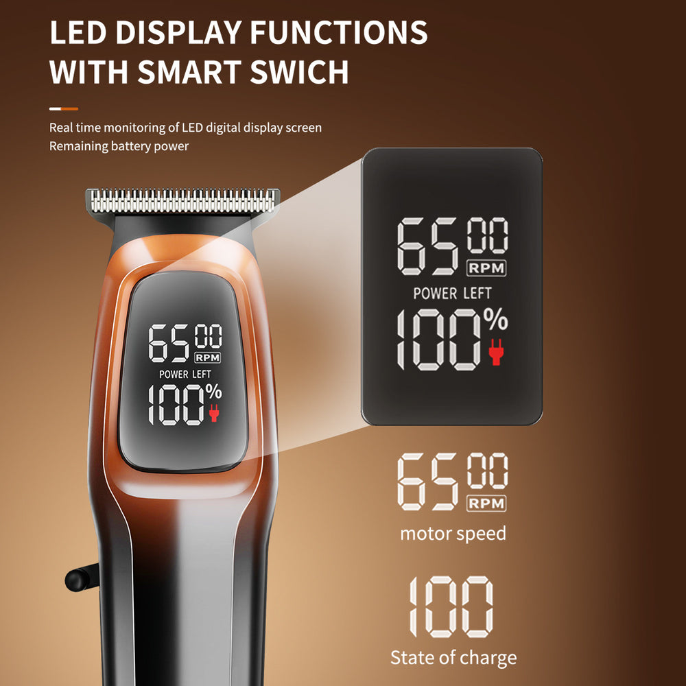 new product led digital display electric hair clipper hairdresser stainless steel washable brushed motor engraving household hair clipper