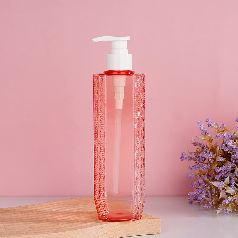 500ml translucent pink lotion pet plastic bottle shampoo and shower gel bottle lotion refill empty bottle