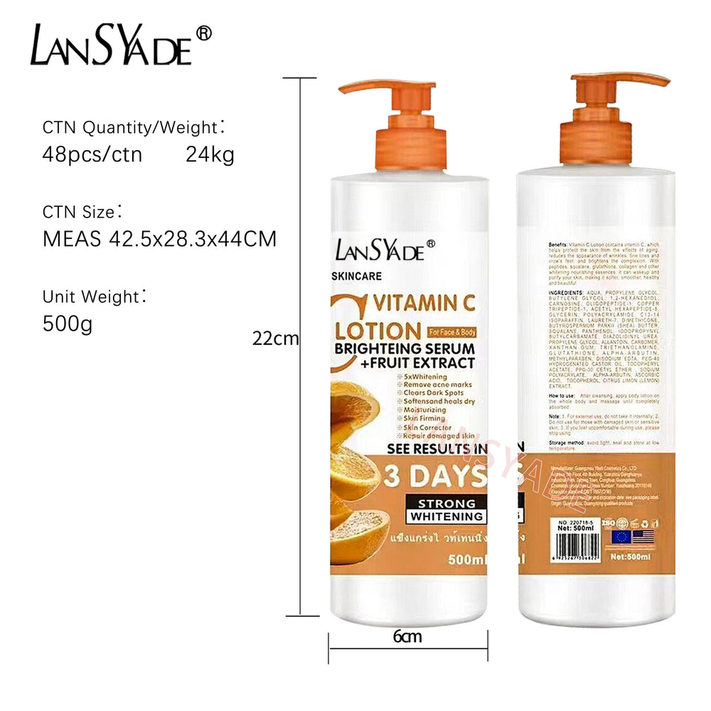 fruit acid translucent vc body lotion 500ml moisturizing and moisturizing body lotion vc lotion