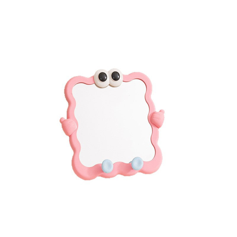 Cartoon vanity mirror - desktop, wall-mountable makeup mirror with plastic storage - perfect for home and office