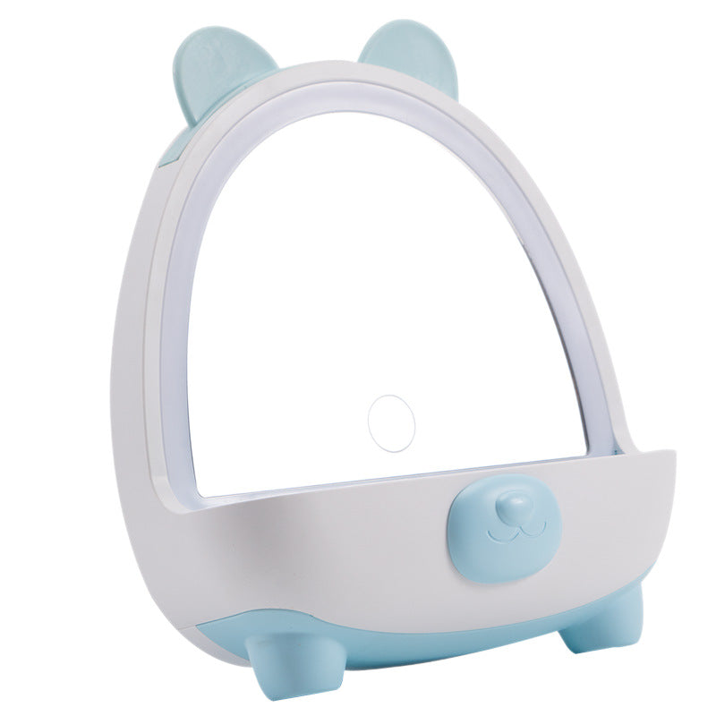 Cute makeup mirror portable mirror led rechargeable makeup mirror with light plastic storage home desktop home mirror
