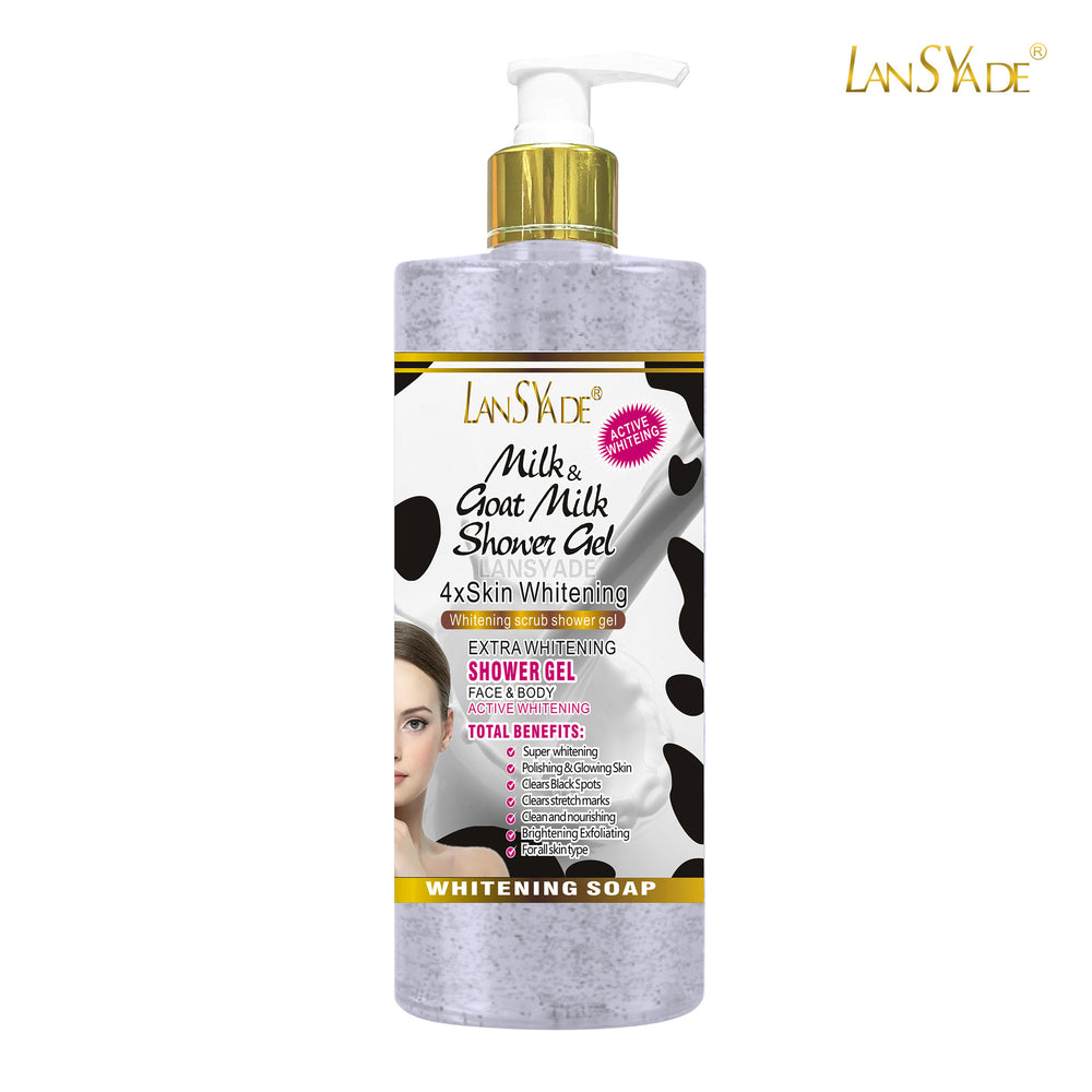 English body wash 1000ml scrub shower gel brightens skin, removes blackness, silky skin, rich foam, exfoliates