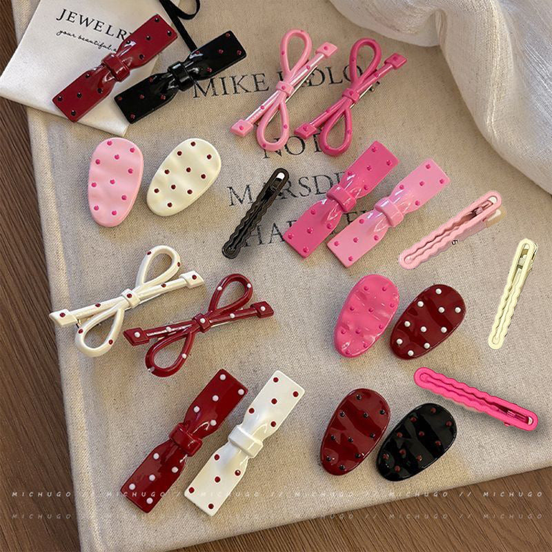 [20-piece set] anker red bow hair clip new sweet forehead bangs side clip duckbill clip hairpin