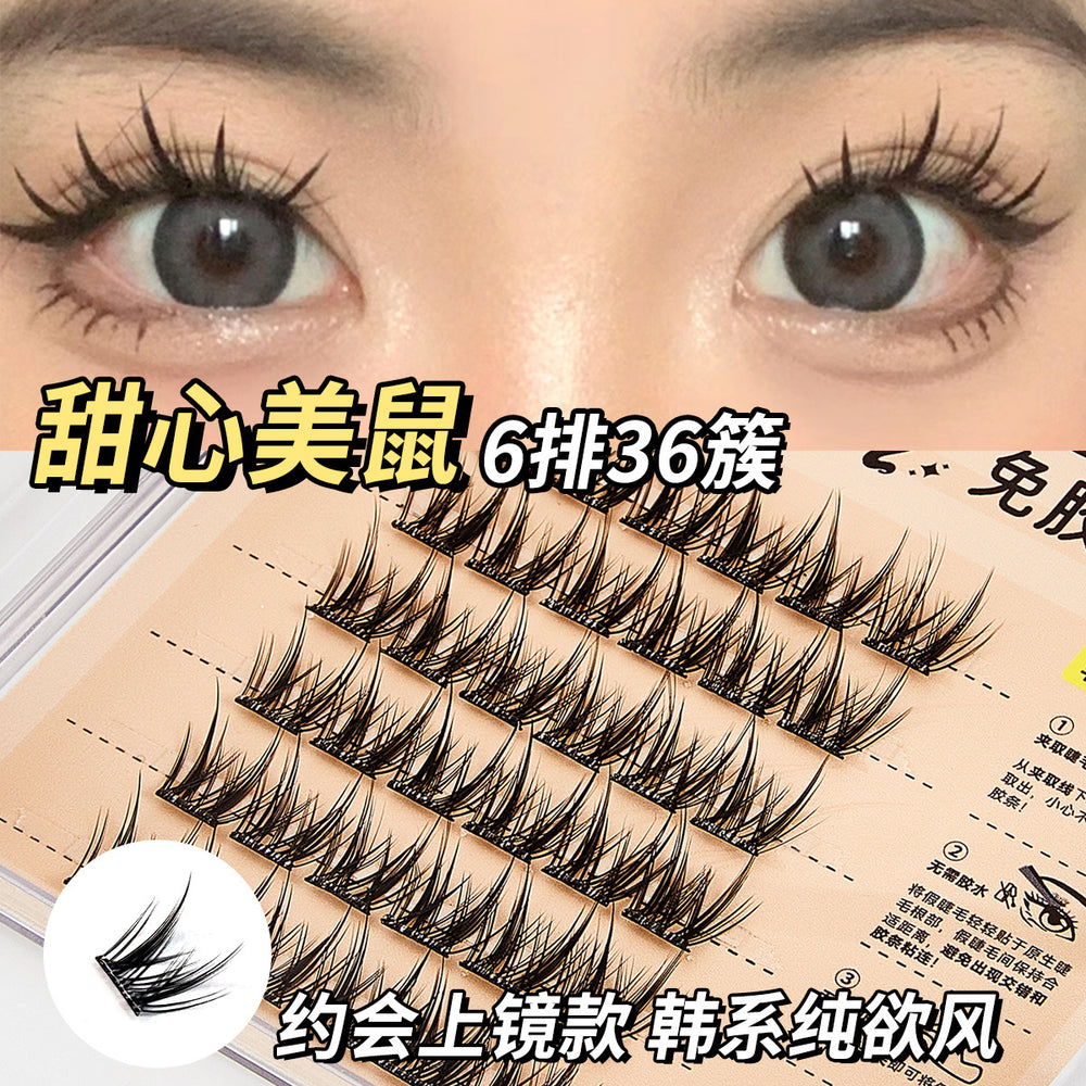 Jonbos glue-free self-adhesive false eyelashes - natural style, double-tip sunflower lashes, 5d baby curl, pre-adhered strips