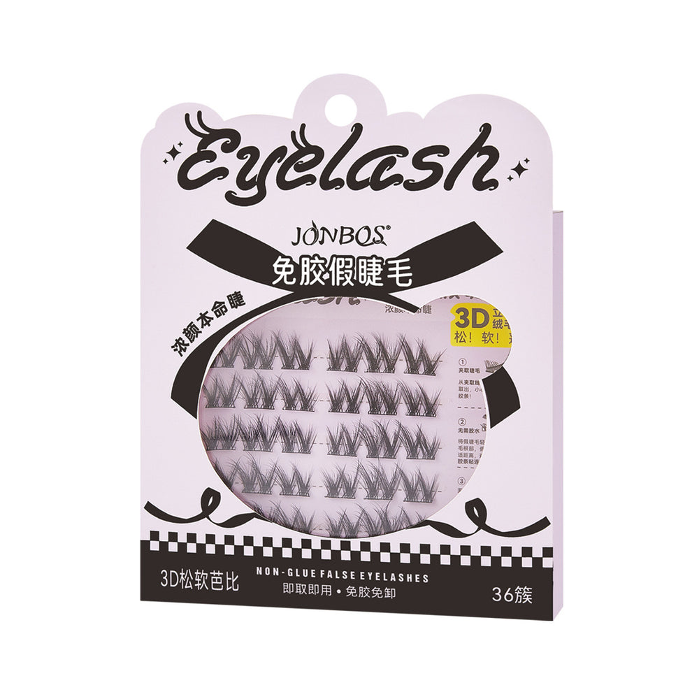 Jonbos glue-free self-adhesive false eyelashes - natural style, double-tip sunflower lashes, 5d baby curl, pre-adhered strips