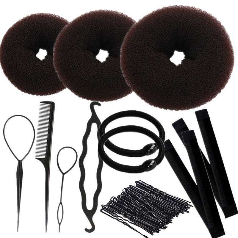 Set of donut hair styling tools - korean style donut bun maker for braided and updo hairstyles
