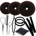 Set of donut hair styling tools - korean style donut bun maker for braided and updo hairstyles