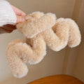 Fall and winterstuffed wavy hair clip on the back of the head casualelegant large furry gripper shark clip hairpin headwear wholesale