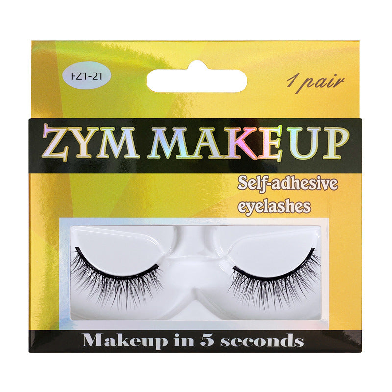 Glue-free self-adhesive false eyelashes for women nature temperature-sensitive black stem self-adhesive one-piece fashion baby straight eyelashes suit