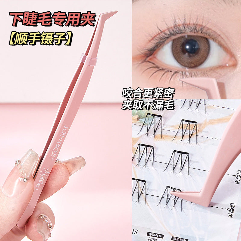 Jonbos anti-stick false eyelash tweezers - eyelash extension applicator, golden feather lash curler, beauty makeup tool