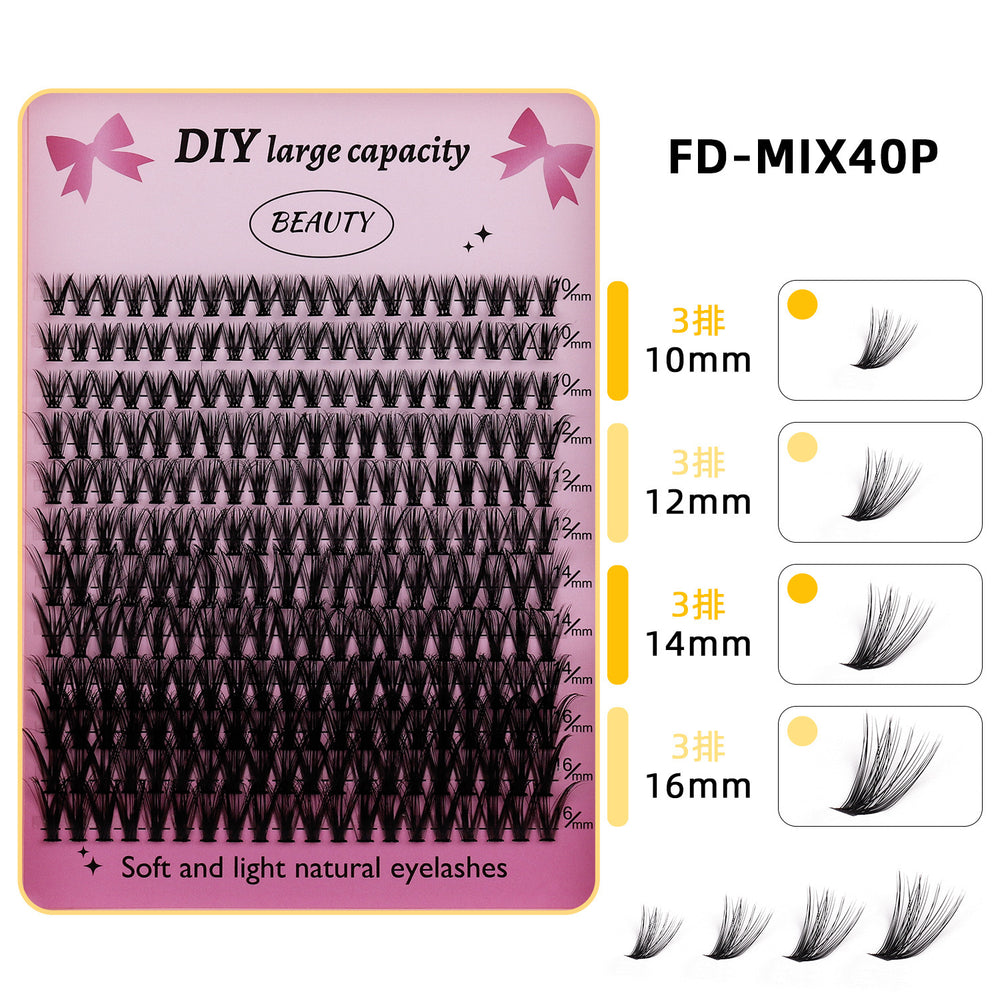 Export segmented fluffy false eyelashes fashiondiy thick chemical fiber single cluster glue style eyelash set soft hair