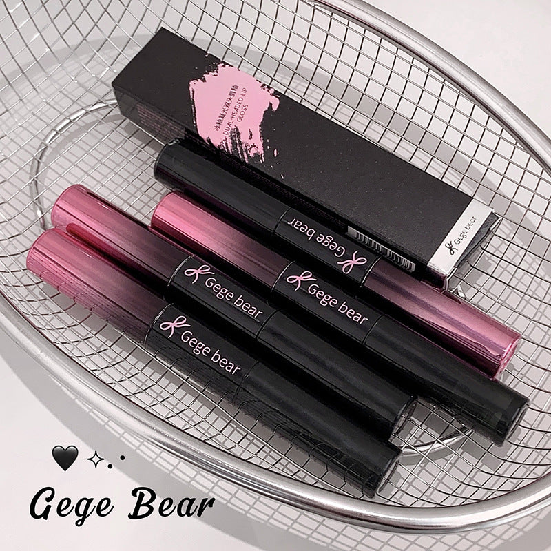 Gege bear ice glaze double-ended lip glaze mirror water-glossy transparent lip oil matte matte whitening lipstick