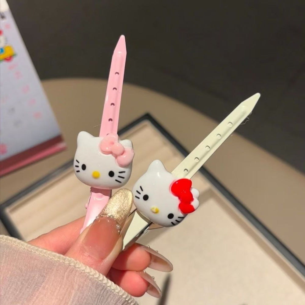Cute pink cartoon cat hair clip for women, seamless one-word slot clip, side clip, side hair clip, makeup clip, headwear