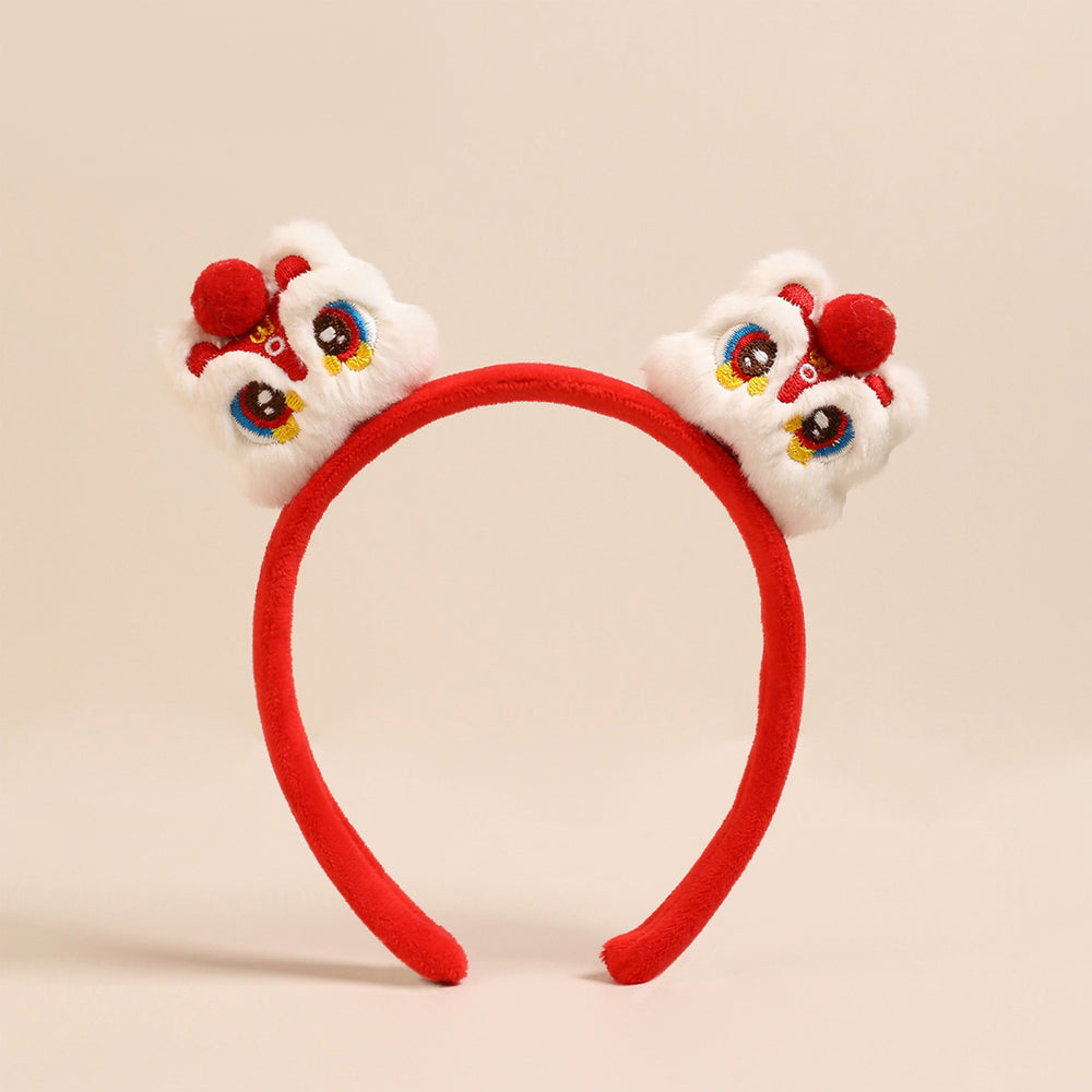 New year's plush children's headband red best selling lion awakening photo headband women's chinese style spring festival hair accessories new year card