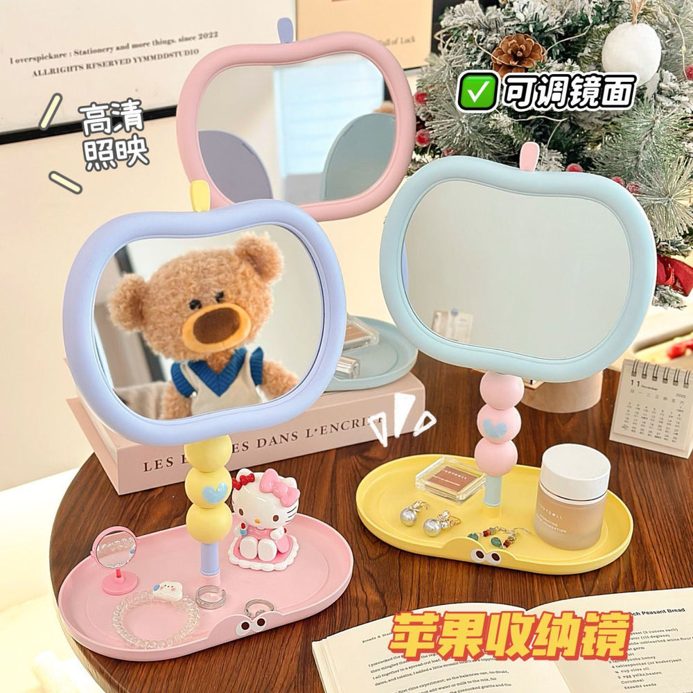 Apple makeup mirror home plastic vanity mirror storage cartoon fairy home glass mirror makeup mirror