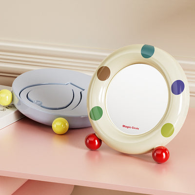 Dopamine desktop makeup mirror - high-definition mirror with plastic stand, bobo mirror, storage, dorm room, home use, glass mirror