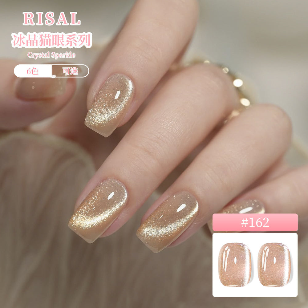 Risyal cat eye nail polish 5ml japanese style filling glue whitening without blackening ice transparent nail polish crystal cat eye