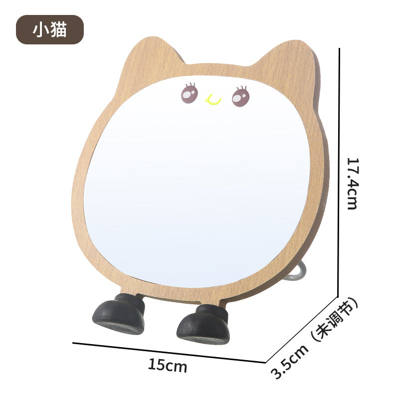 Mirror makeup mirror bedroom for homestorage dressing mirror student dormitory desktop desktop home wooden rotate mirror
