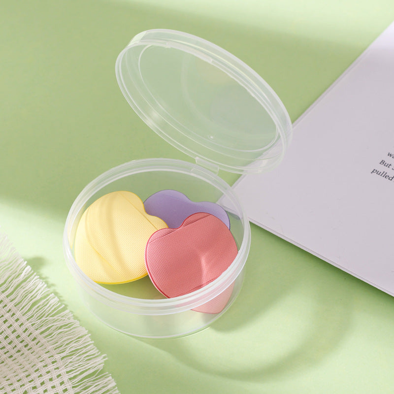 Heart-shaped mini powder puff - dry & wet use, non-caking, washable, heart-shaped cushion puff, fingertip applicator - cross-border