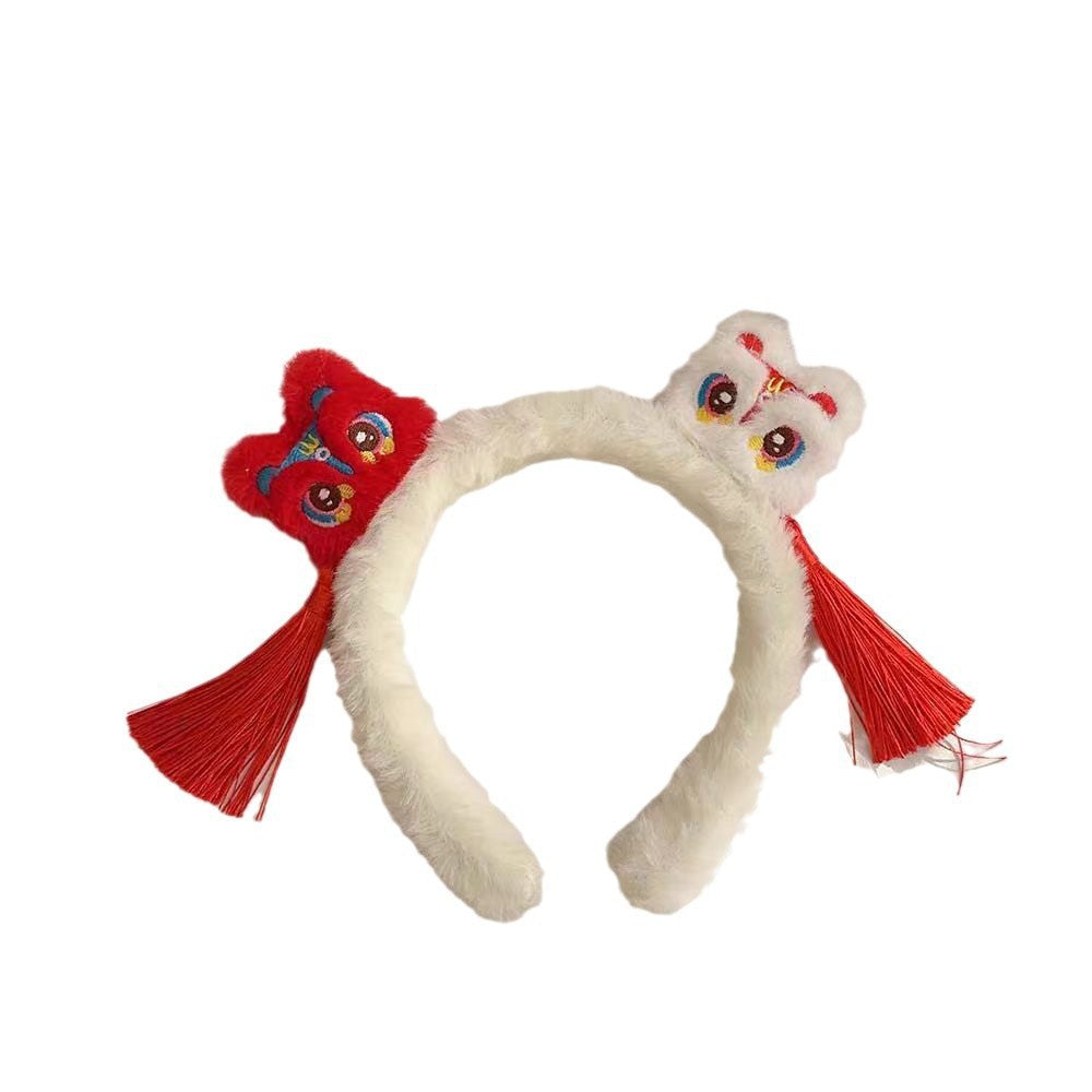 New year's headband for women, chinese style, spring festival hair accessories, adult kids, new year greetings, cute stuffed year of the snake headband, face wash headwear