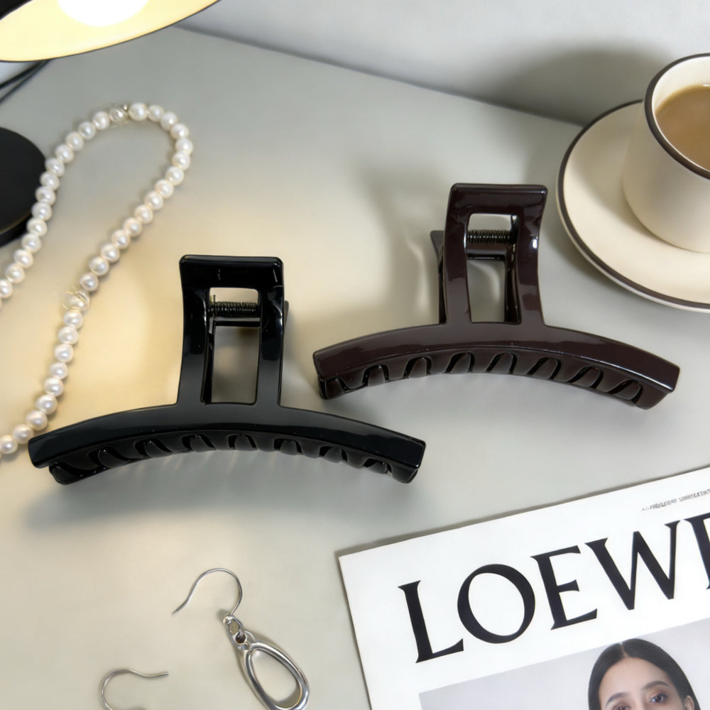 K-style chocolate dark brown hair clip large casualelegant hair clip shark clip classy sense of retro hair clip for women