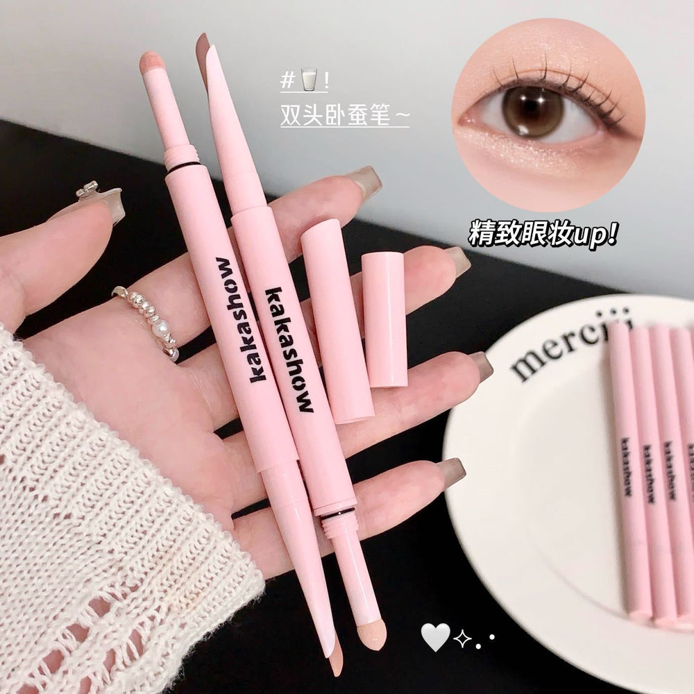 Kakashow double-ended under-eye brightening pen - waterproof, sweat-proof, smudge-proof, for highlighting and defining the under-eye area, doubles as an eyeshadow stick