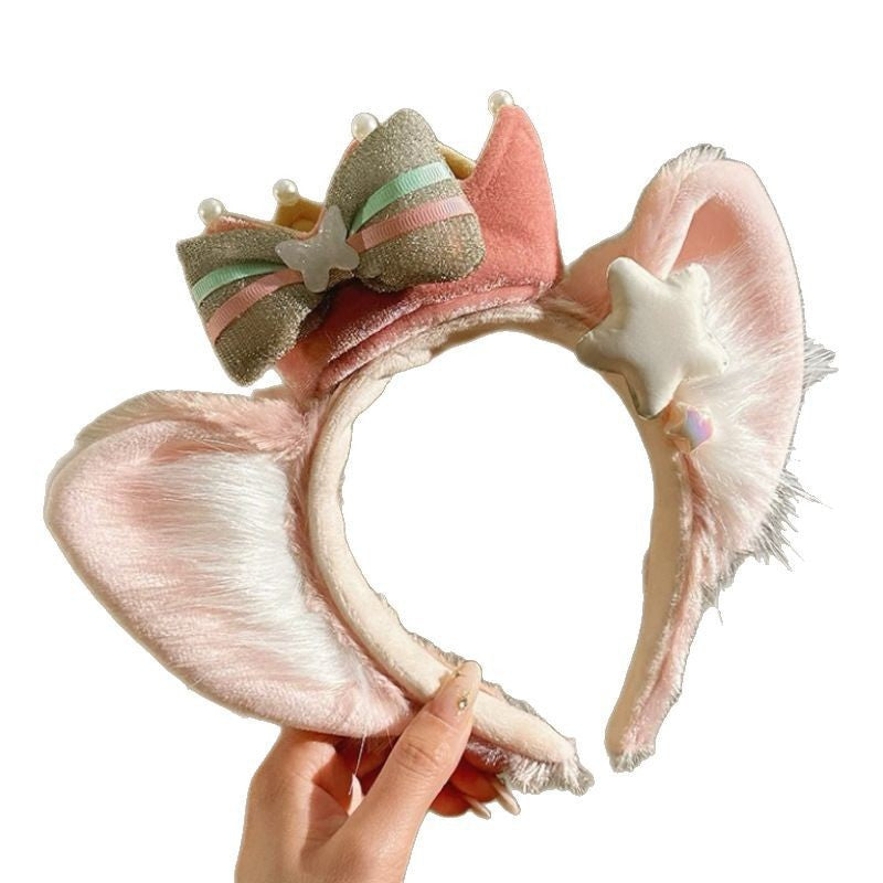 2025 new dream melody linabell headband bowknot cute duffy bear plush headband amusement park photo prop