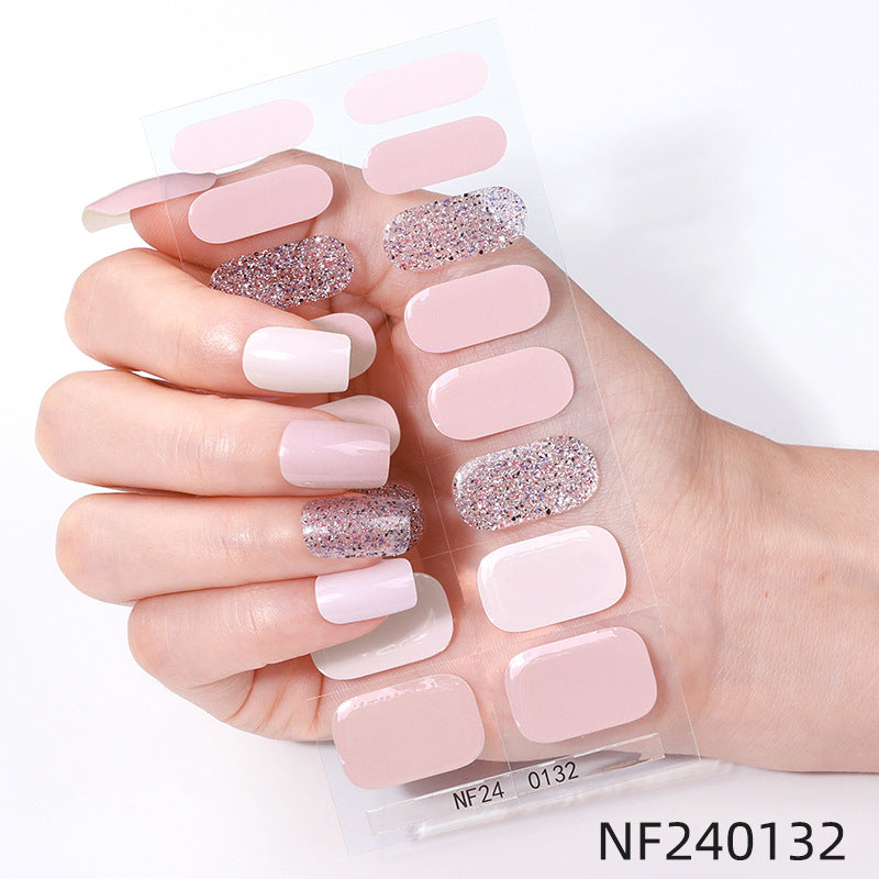 Zhengxiang personalized french gel manicure stickers hot glitter powder fashionuv baking lamp hardening semi-cured nail stickers
