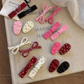 [20-piece set] anker red bow hair clip new sweet forehead bangs side clip duckbill clip hairpin