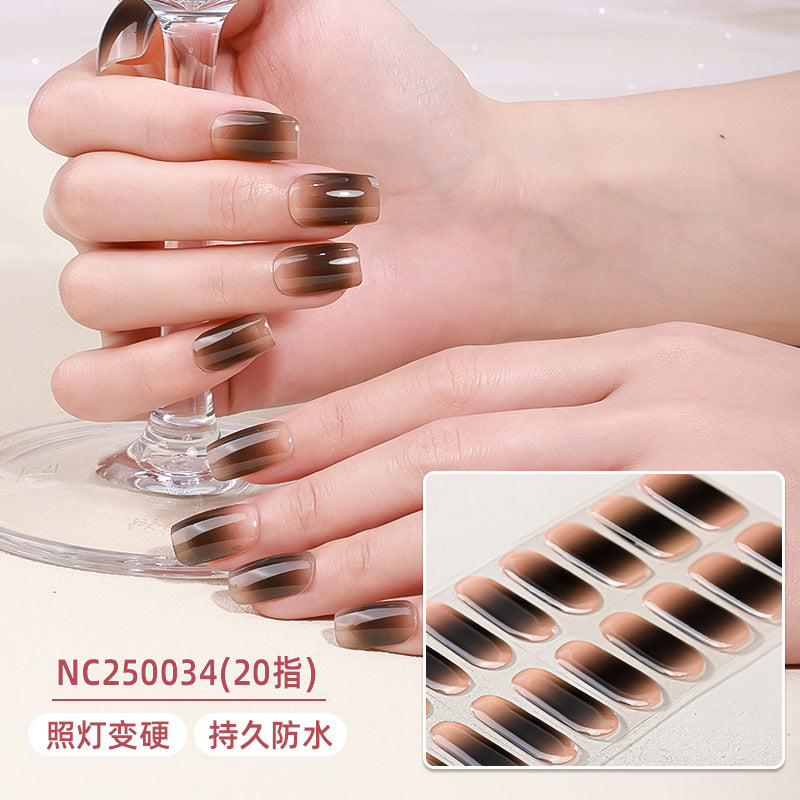 Zhengxiang custom gel nail stickers - waterproof solid color, european & american style, cross-border uv light therapy, semi-cured, full cover nail art stickers